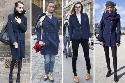 Mörkblå ytterplagg under Paris Fashion Week, A/W 2010.