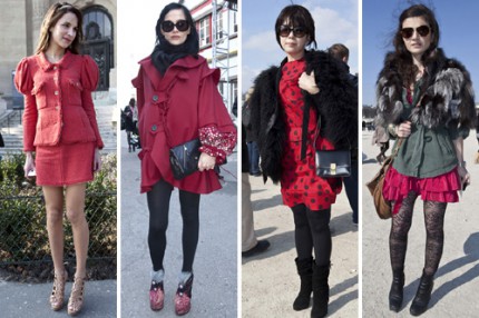 Röda plagg under Paris Fashion Week, A/W 2010.
