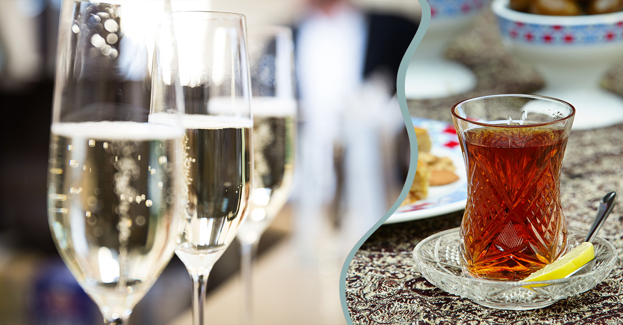 Recept Drink med champagne och kallbryggt te Baaam