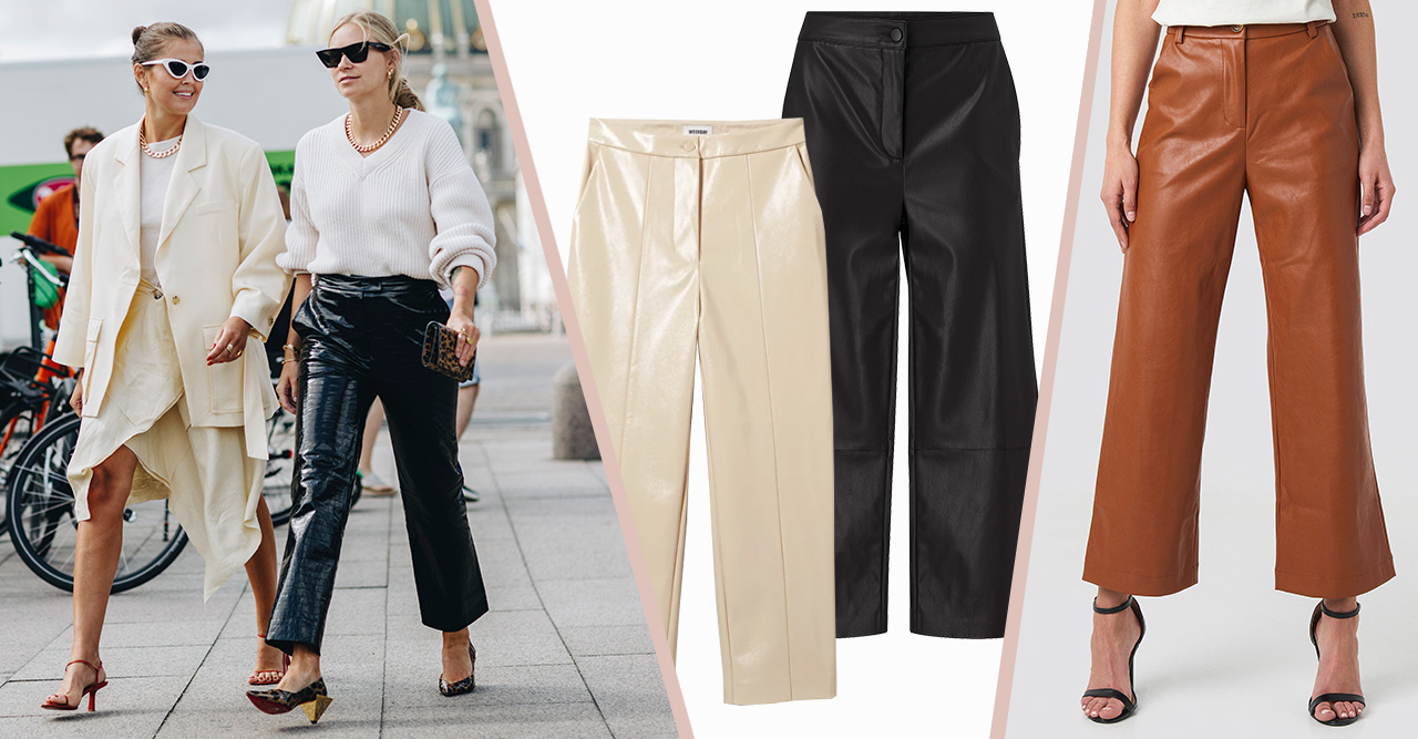 20 snygga skinnbyxor i konstläder under 600 kronor | Baaam Vid byxa i läderimitation Svart DAM | H&M SE