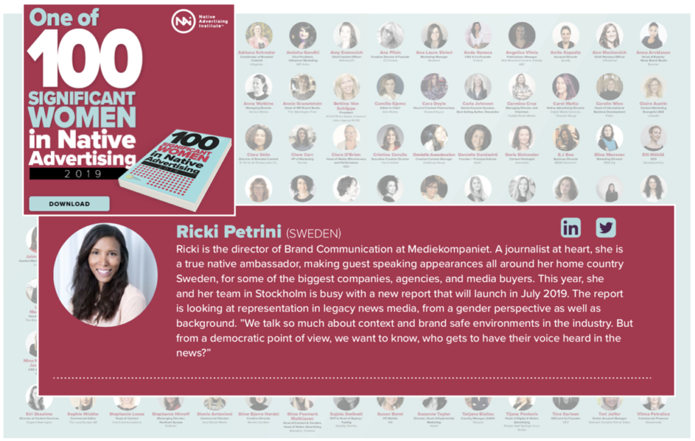 "100 Significant Women in Native Advertising 2019" | Ricki ...